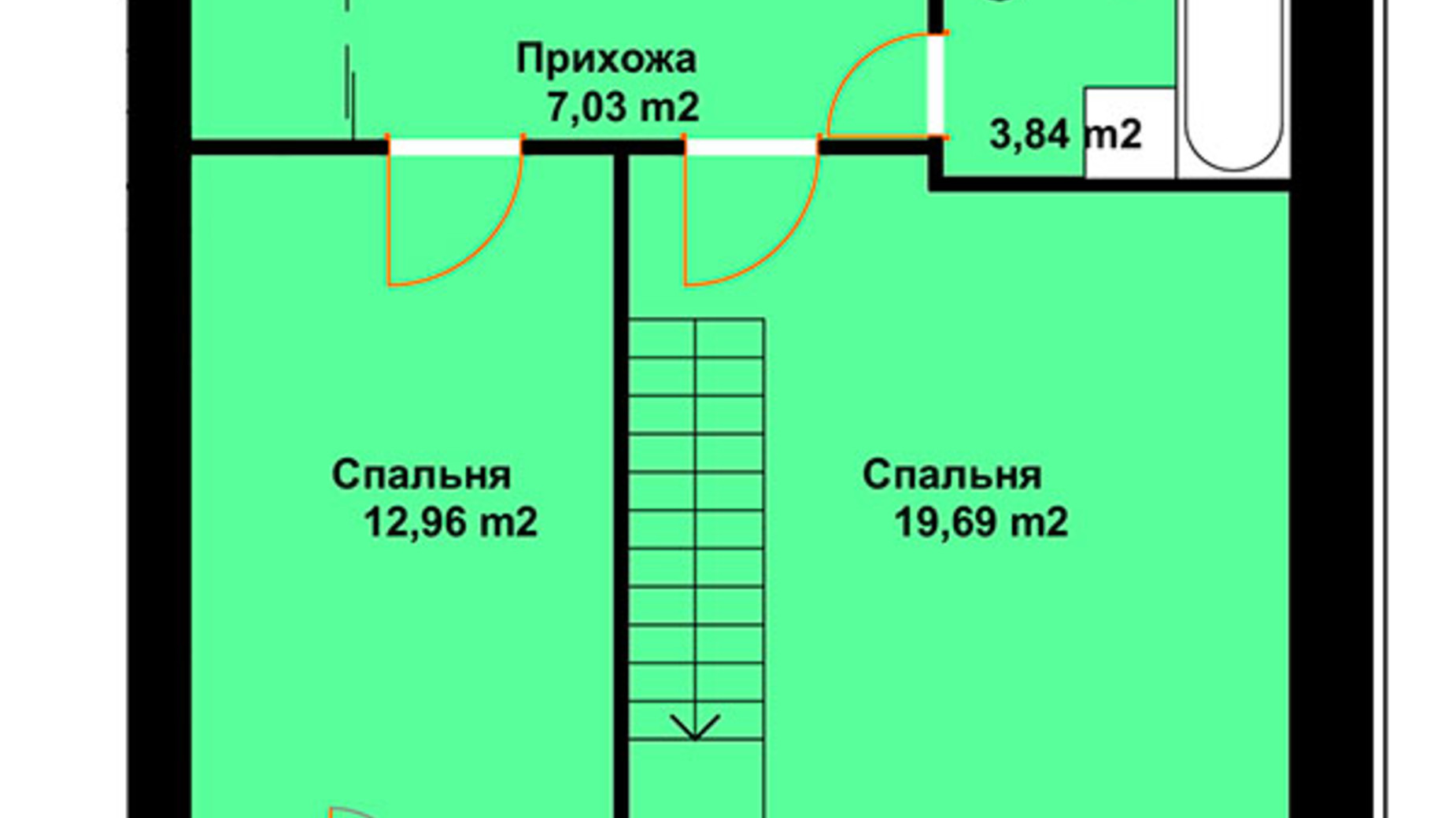 Планування багато­рівневої квартири в ЖК Баварія 89.56 м², фото 609558