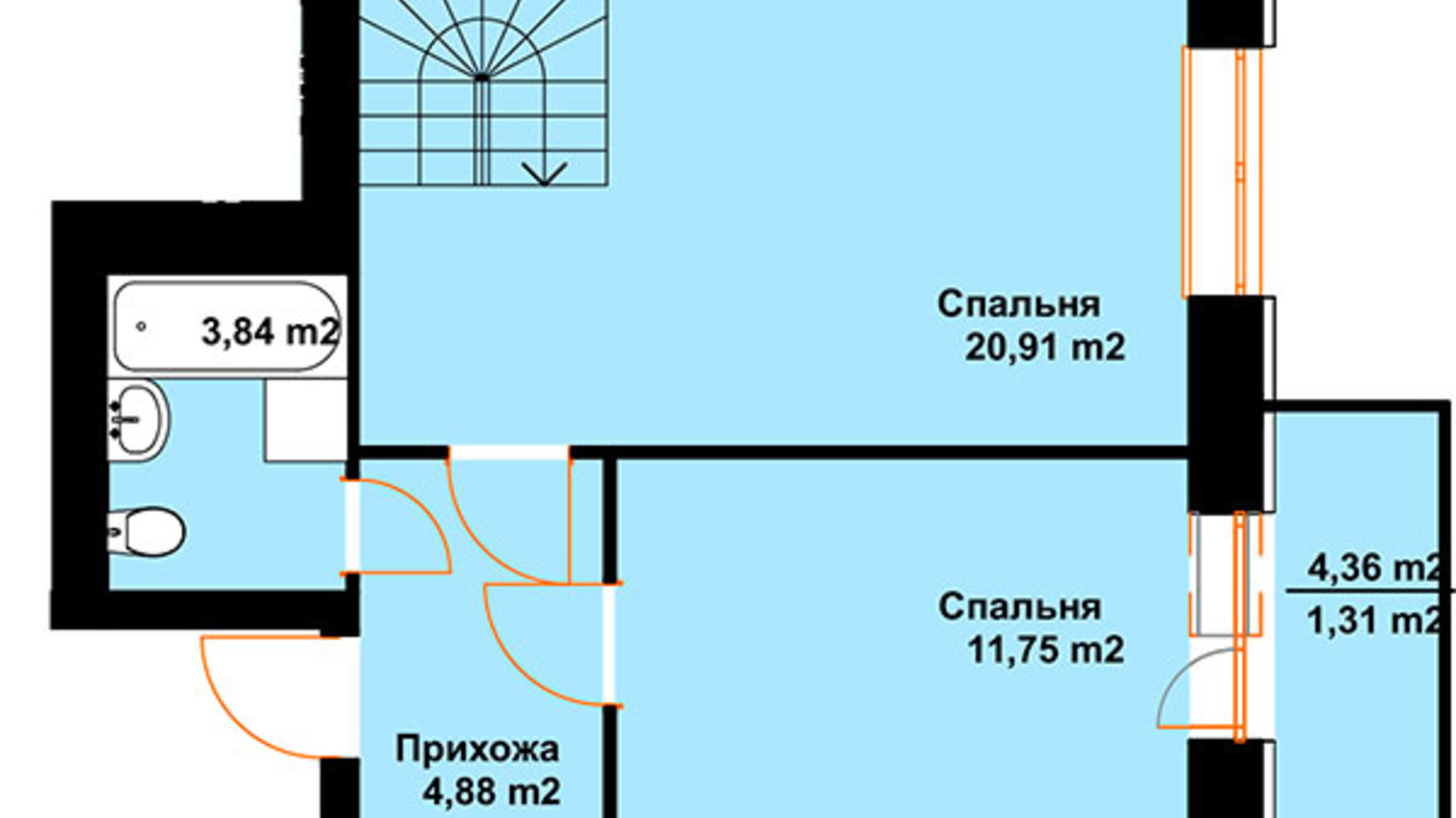 Планування багато­рівневої квартири в ЖК Баварія 85.1 м², фото 609559