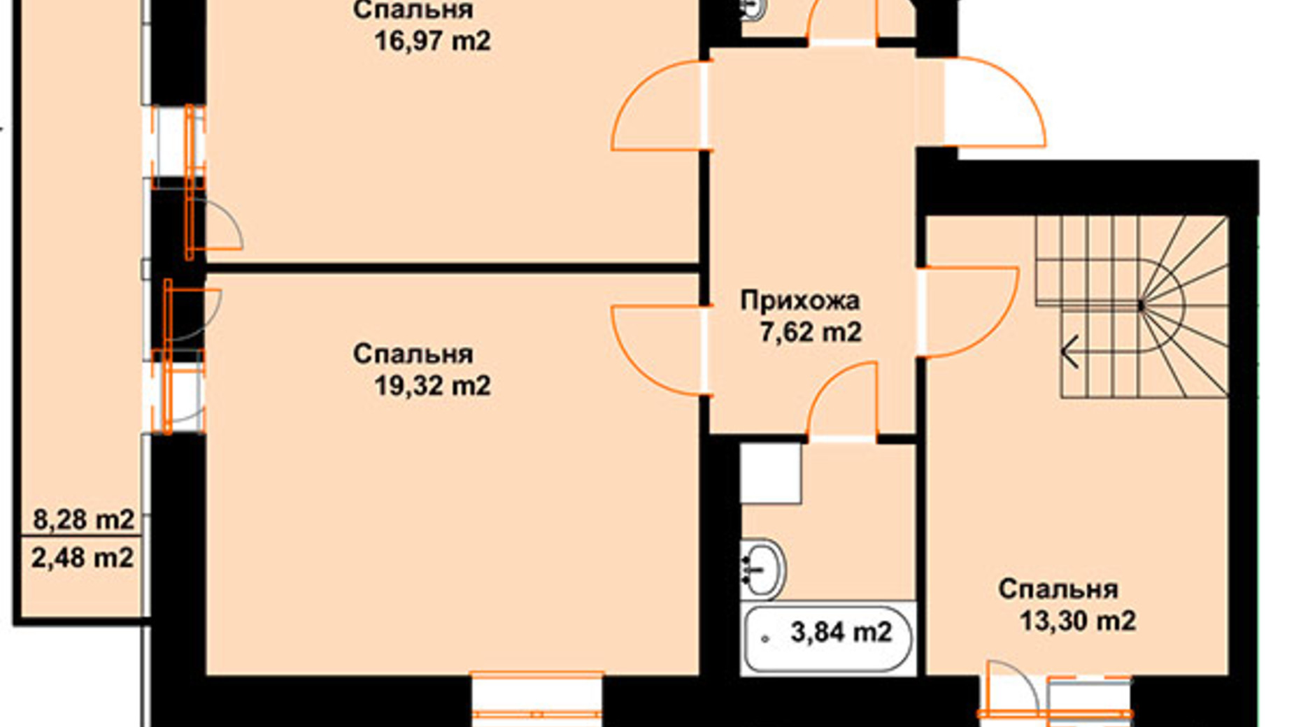 Планировка много­уровневой квартиры в ЖК Бавария 134.93 м², фото 609563