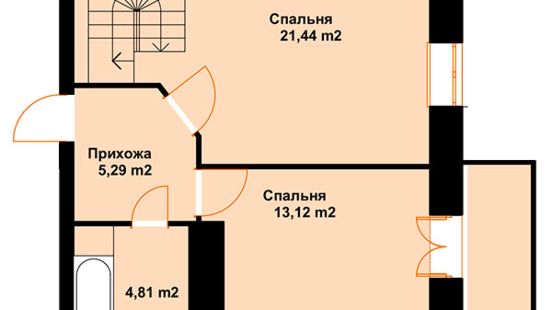 Планировка много­уровневой квартиры в ЖК Бавария 91.84 м², фото 609592