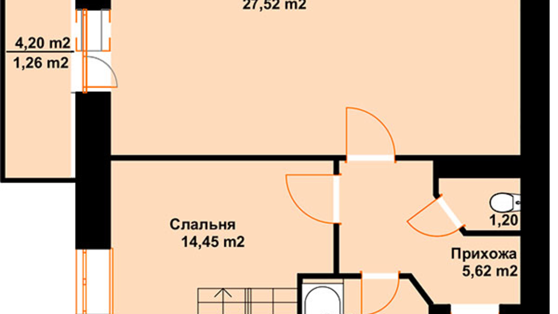 Планировка много­уровневой квартиры в ЖК Бавария 108.06 м², фото 609601