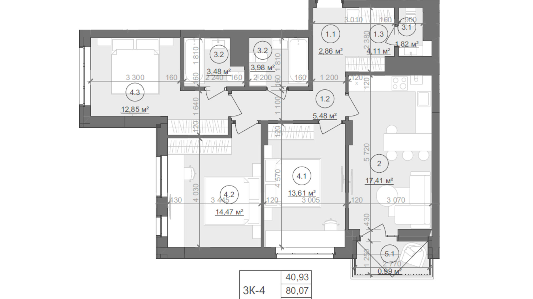 Планировка 3-комнатной квартиры в ЖК Well Home 81.06 м², фото 609763