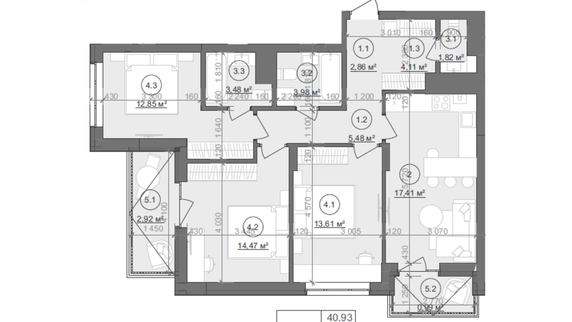 Планировка 3-комнатной квартиры в ЖК Well Home 83.98 м², фото 609764