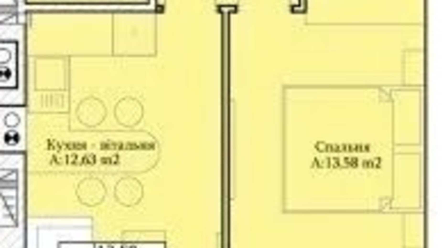 Планування 1-кімнатної квартири в ЖК GL Club 42 м², фото 609895