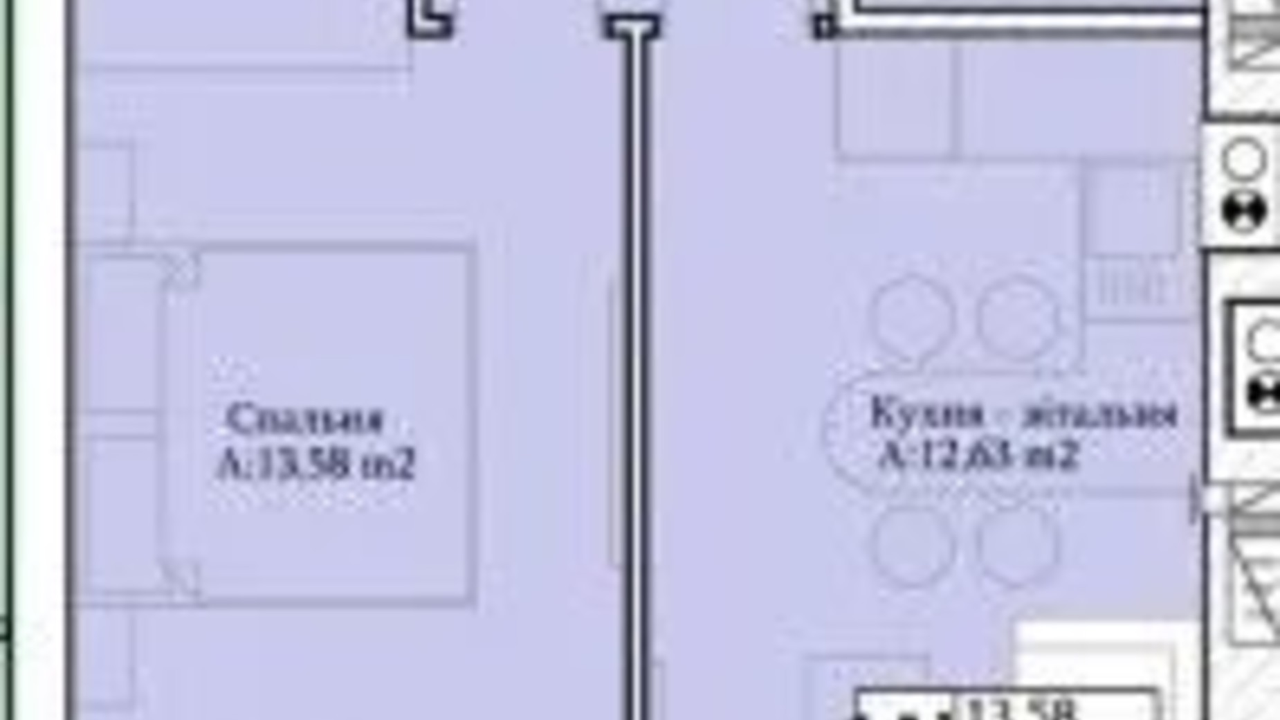 Планування 1-кімнатної квартири в ЖК GL Club 42 м², фото 609896
