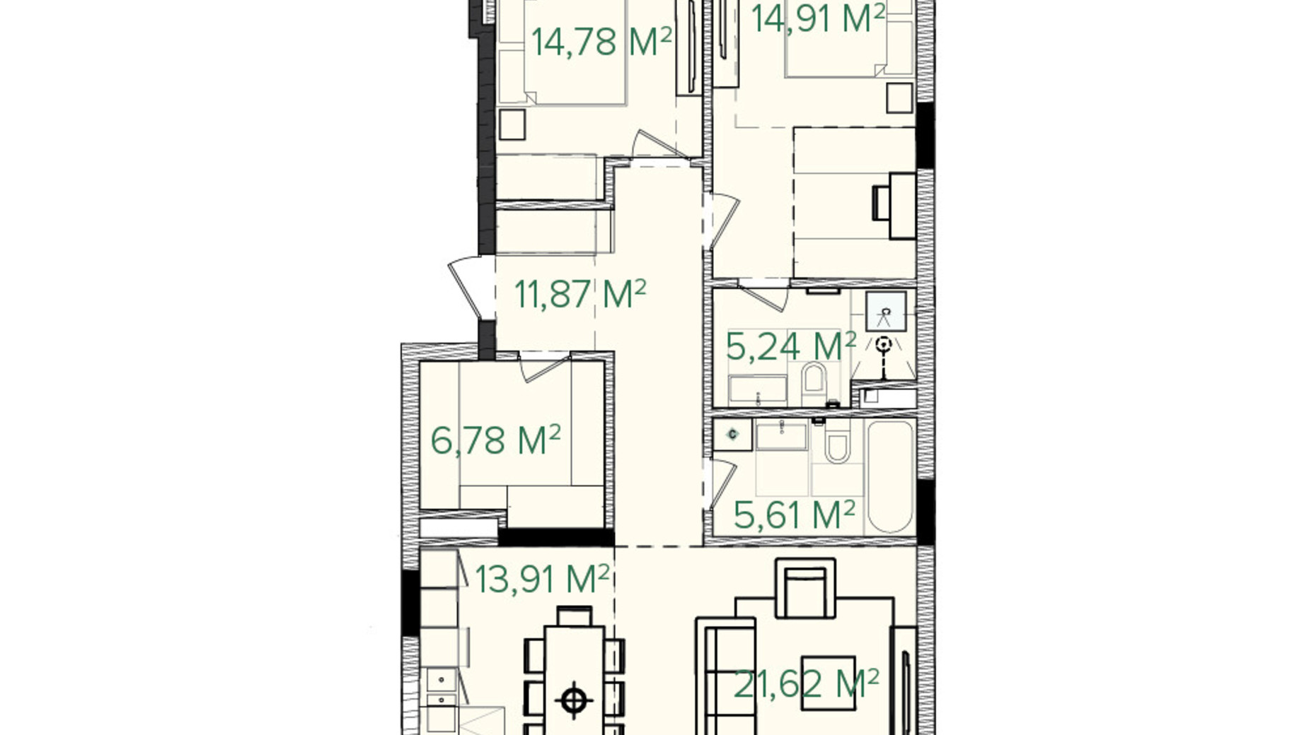Планировка 3-комнатной квартиры в ЖК Illinsky House 109.8 м², фото 610202