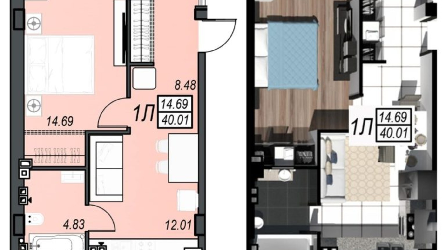 Планировка 1-комнатной квартиры в ЖК Sunrise City 39.66 м², фото 610489