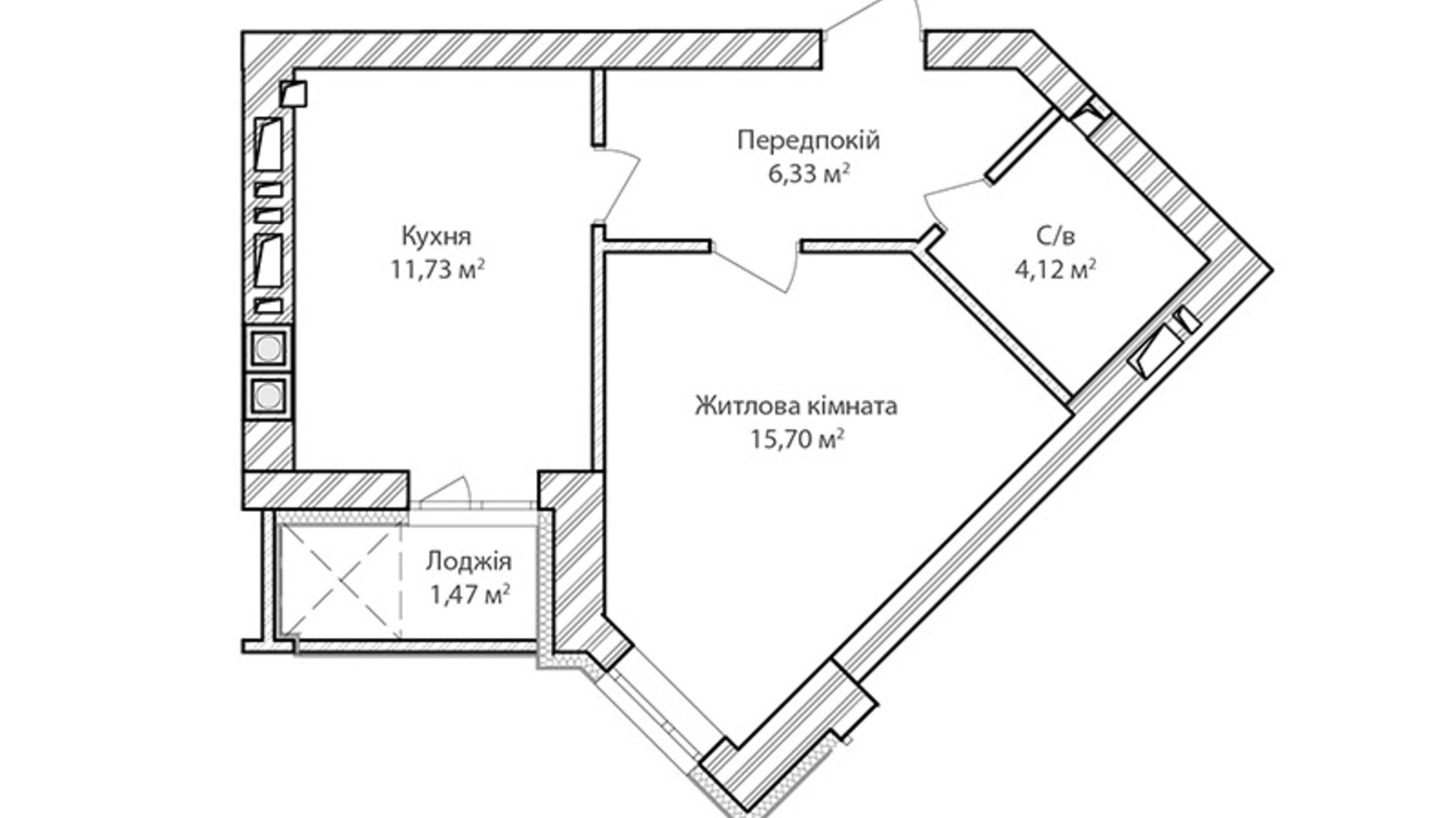 Планування 1-кімнатної квартири в ЖК Синергія Сіті 39.8 м², фото 610587