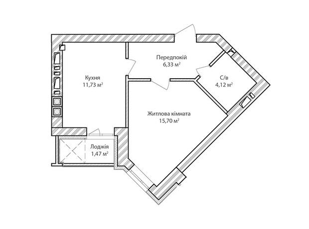 ЖК Синергия Сити (Kvartal Group): планировка 1-комнатной квартиры 39.8 м²