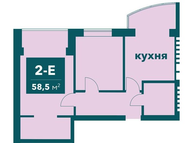 ЖК Ибис: планировка 2-комнатной квартиры 58.5 м²