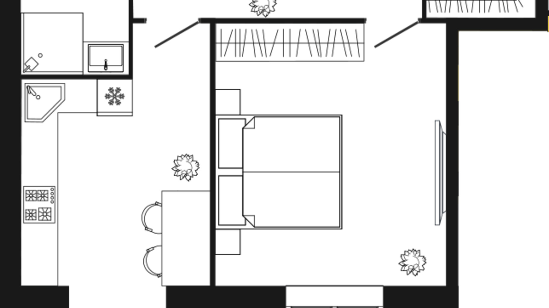 Планування 1-кімнатної квартири в ЖК Дніпровська Брама 2 52 м², фото 611018