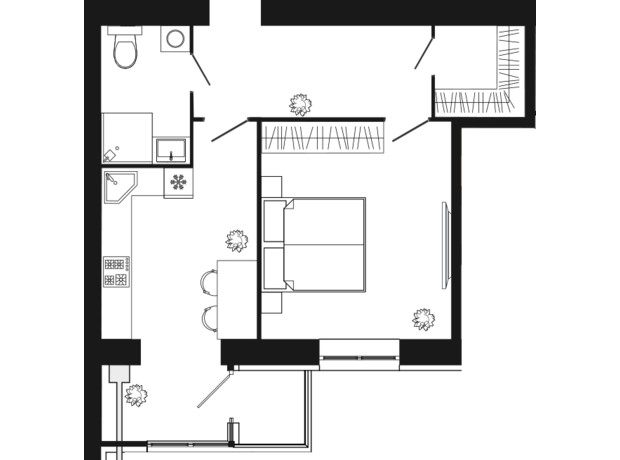 ЖК Днепровская Брама 2: планировка 1-комнатной квартиры 52 м²