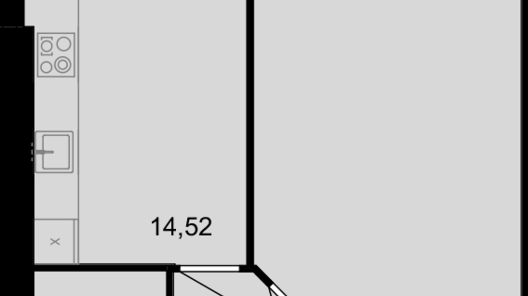 Планування 1-кімнатної квартири в ЖК Сімейний Comfort 43.36 м², фото 611060