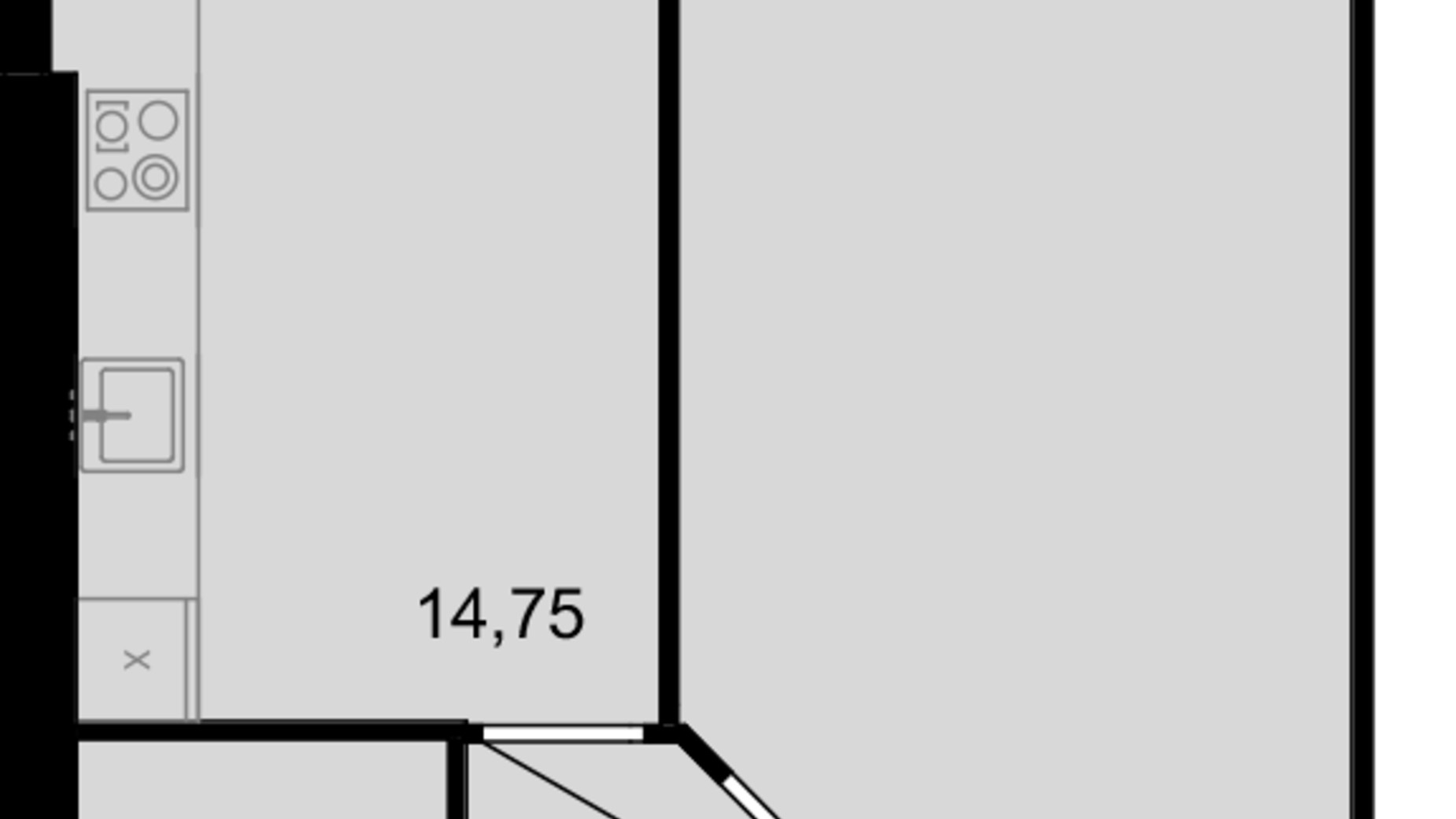 Планування 1-кімнатної квартири в ЖК Сімейний Comfort 46.39 м², фото 611061