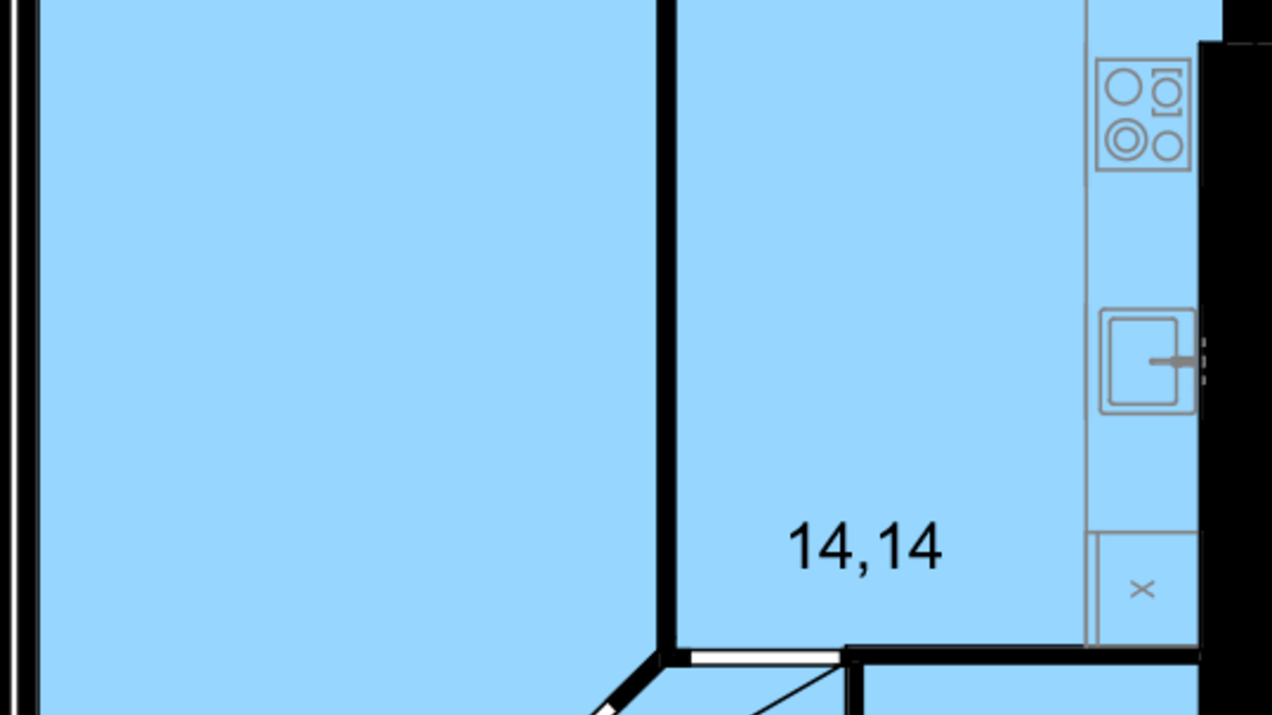 Планування 1-кімнатної квартири в ЖК Сімейний Comfort 44.56 м², фото 611064