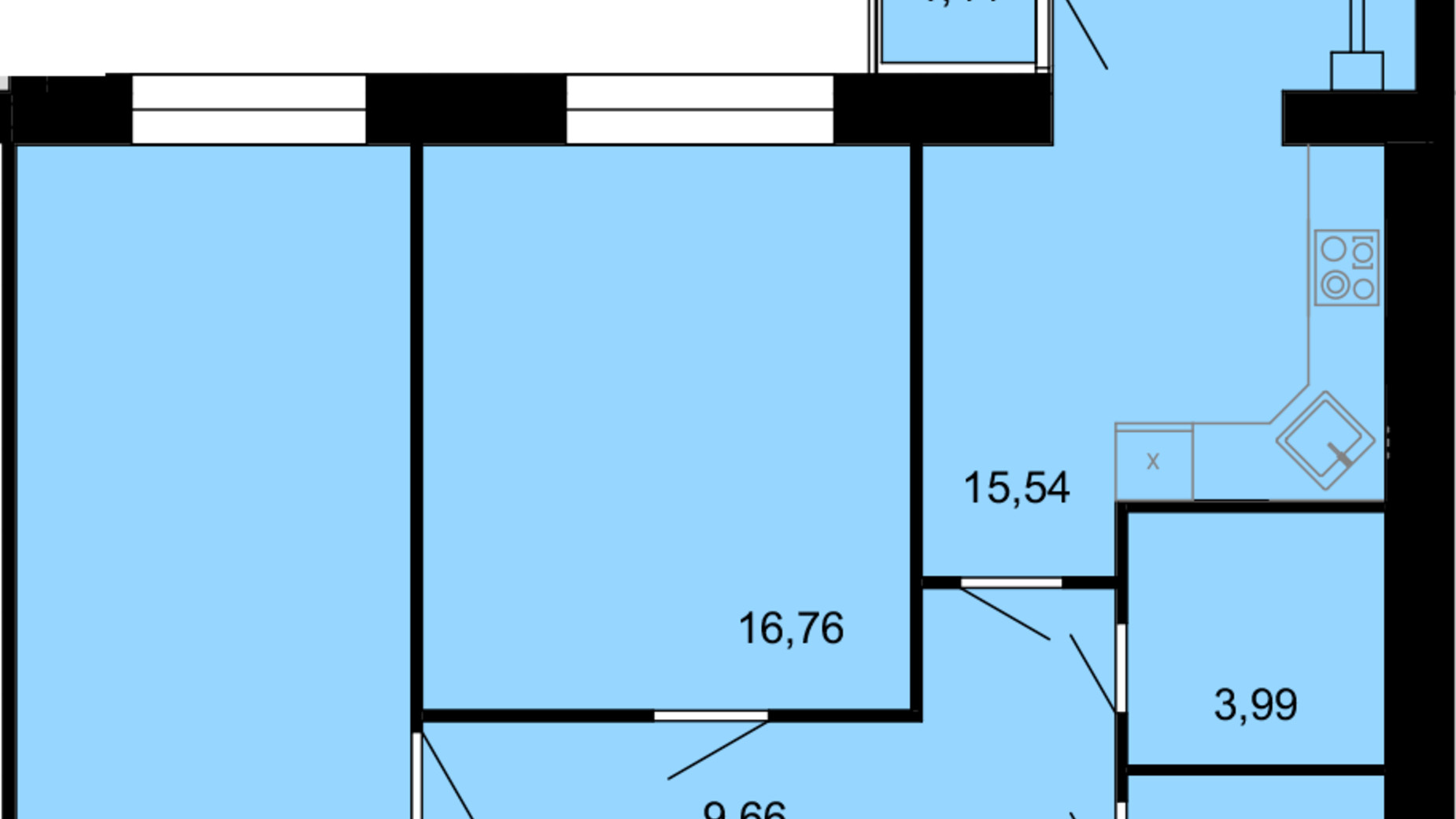 Планування 2-кімнатної квартири в ЖК Сімейний Comfort 68.04 м², фото 611066