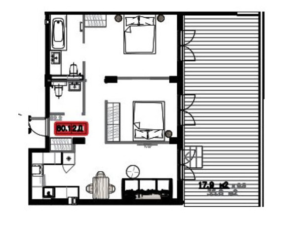 ЖК Приморские Сады: планировка 2-комнатной квартиры 68.6 м²