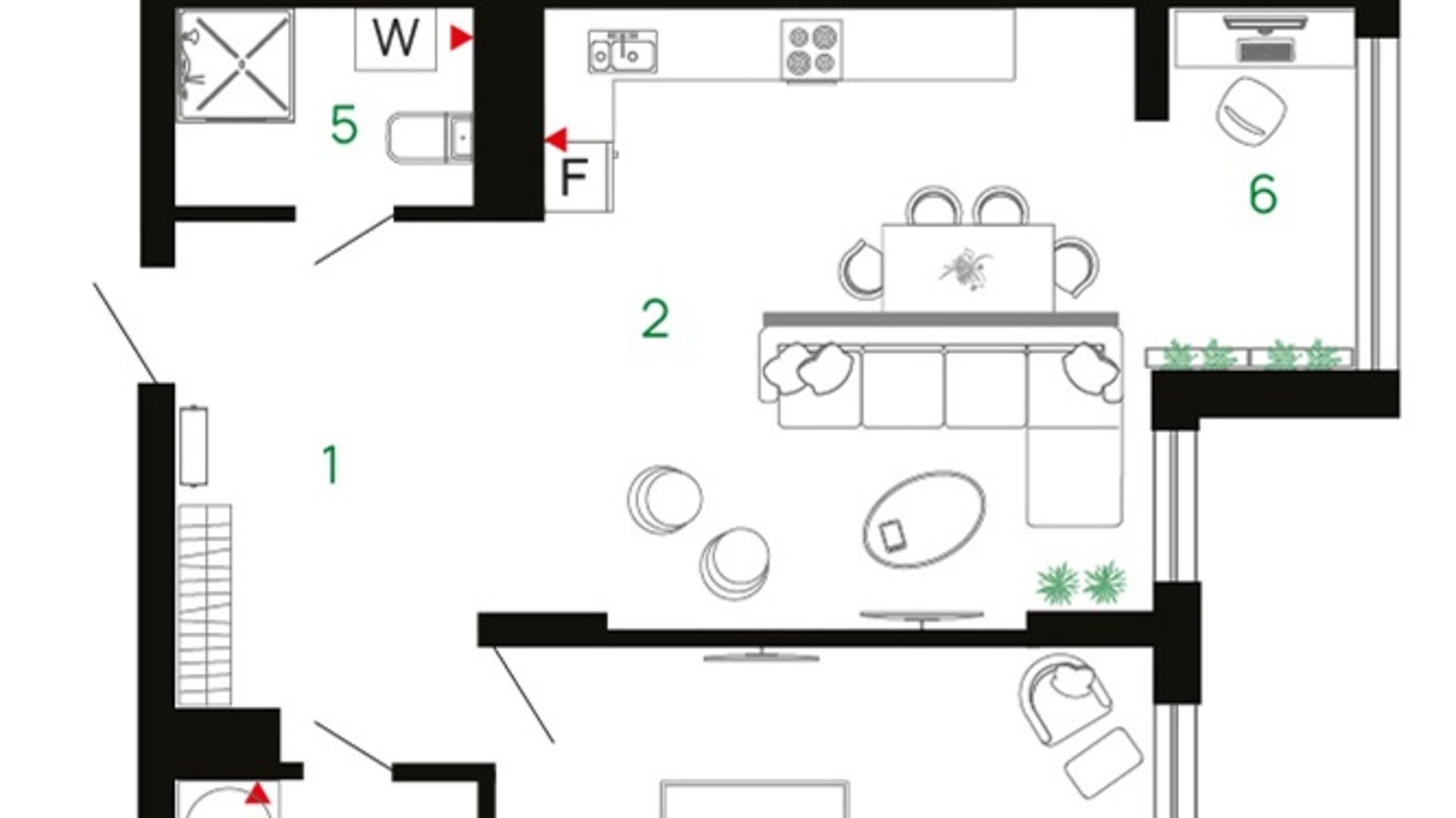 Планування 2-кімнатної квартири в ЖК Comfort Park 63 м², фото 611455