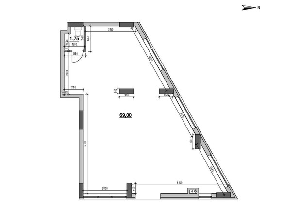 ЖК Голоські кручі: планировка помощения 70.8 м²