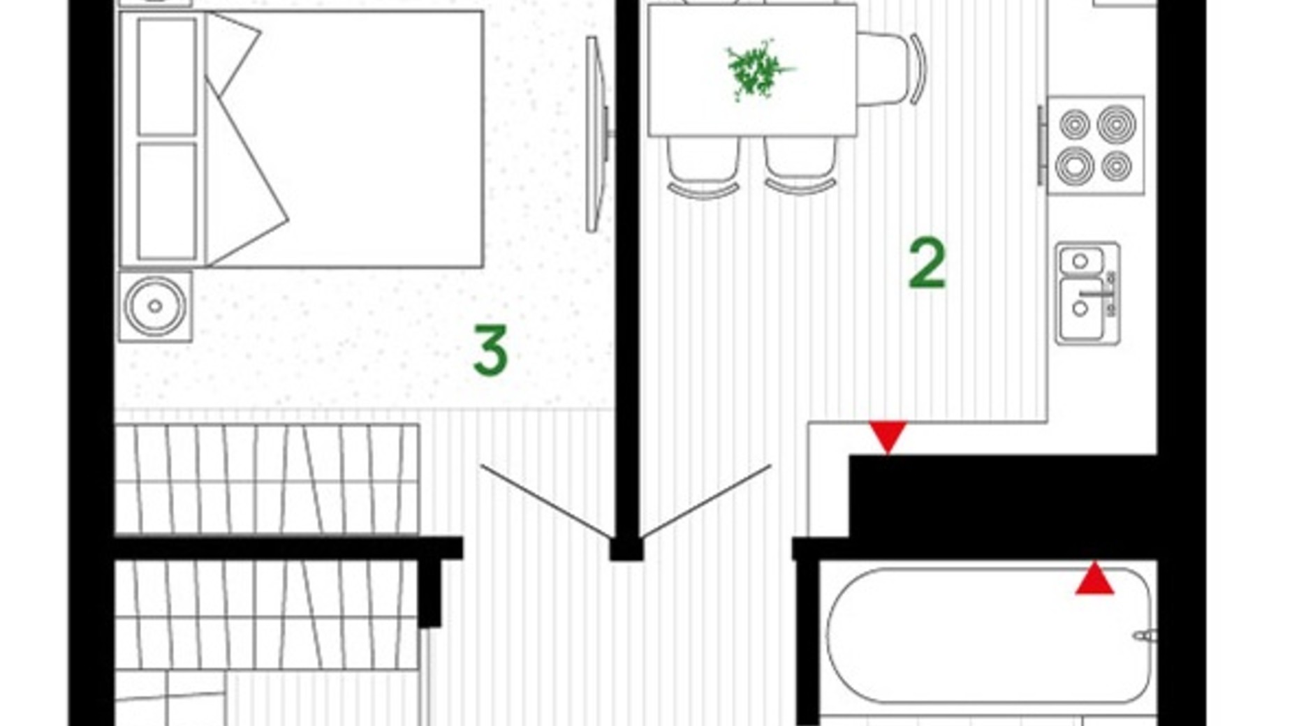 Планировка 1-комнатной квартиры в ЖК Comfort Park 40 м², фото 611628