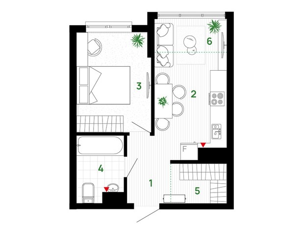 ЖК Comfort Park: планування 1-кімнатної квартири 40 м²