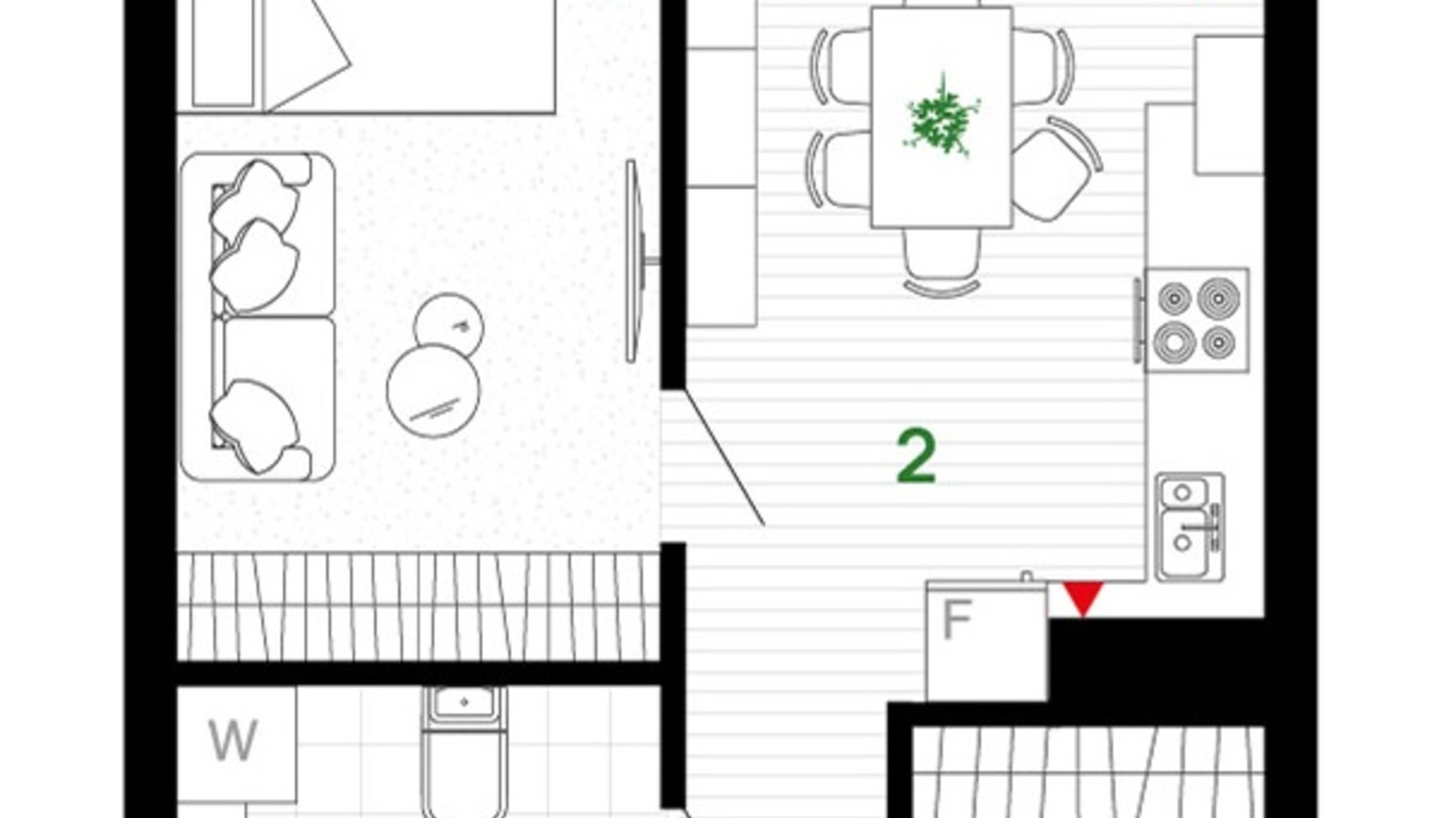 Планування 1-кімнатної квартири в ЖК Comfort Park 40 м², фото 611630