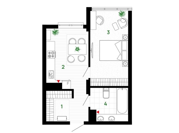 ЖК Comfort Park: планировка 1-комнатной квартиры 42 м²