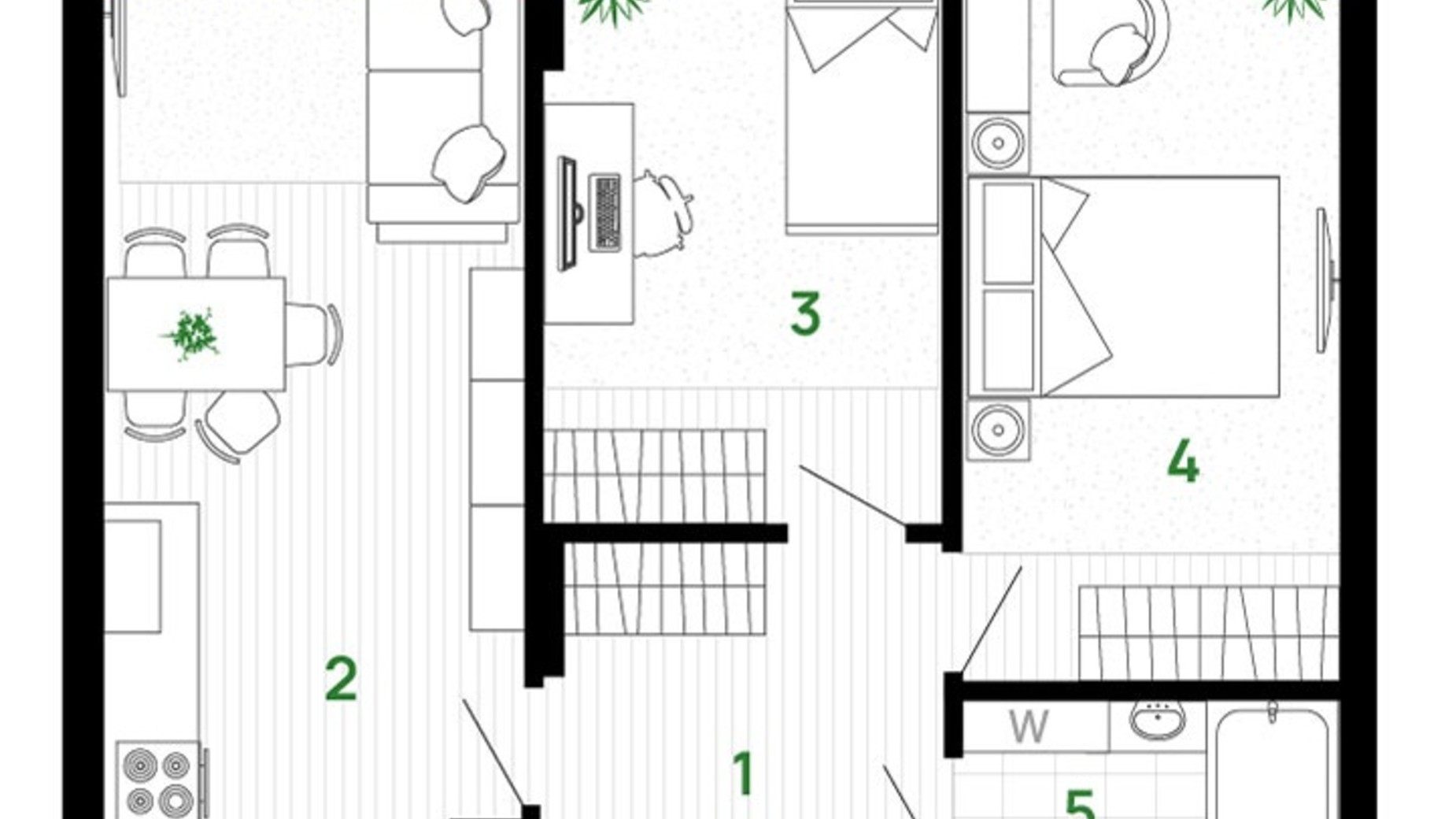 Планировка 2-комнатной квартиры в ЖК Comfort Park 62 м², фото 611642