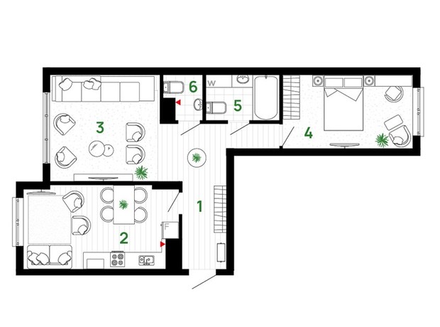 ЖК Comfort Park: планировка 2-комнатной квартиры 69 м²