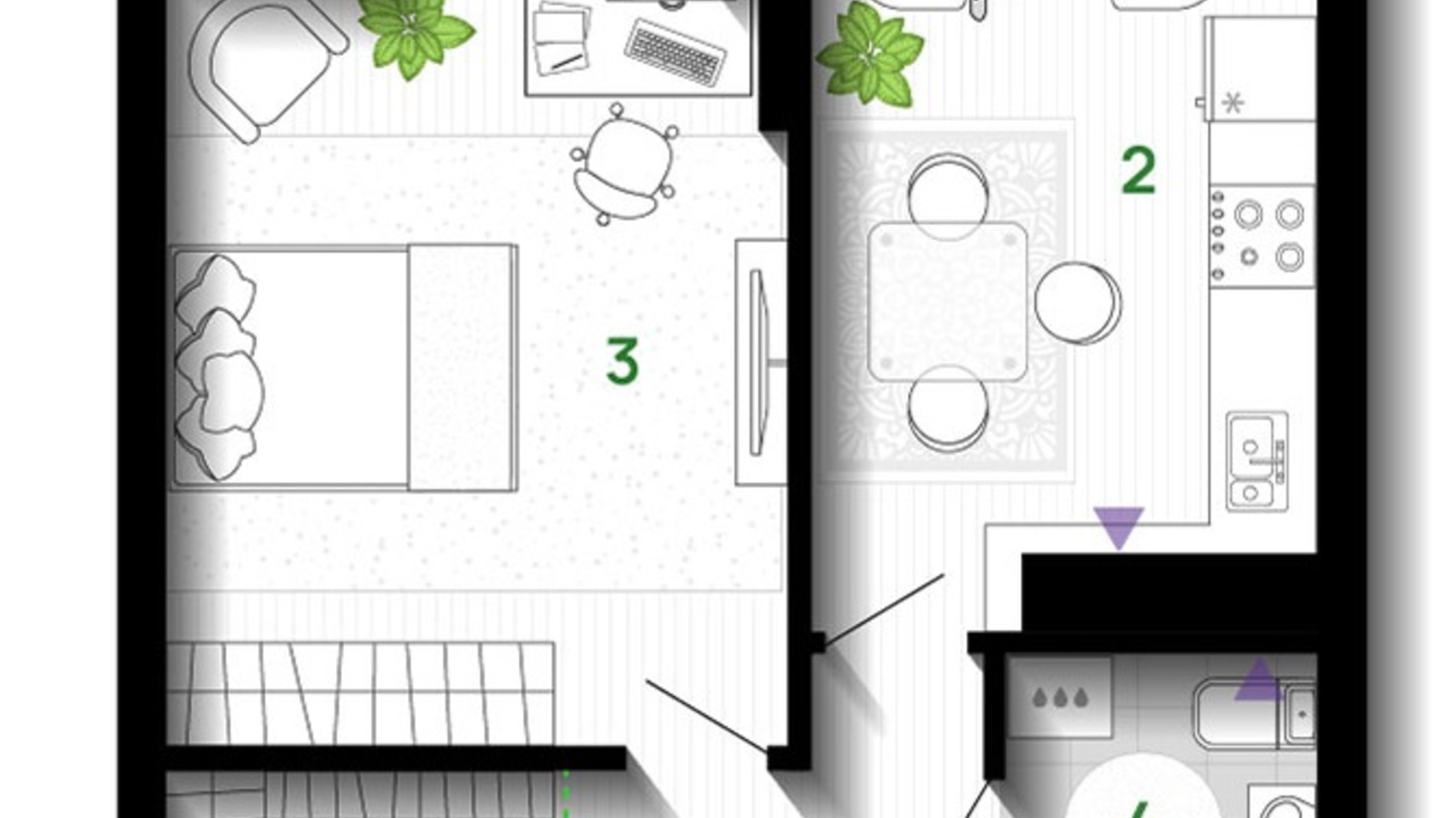 Планування 1-кімнатної квартири в ЖК Comfort Park 41 м², фото 611658
