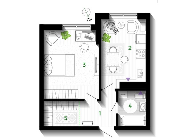 ЖК Comfort Park: планировка 1-комнатной квартиры 41 м²