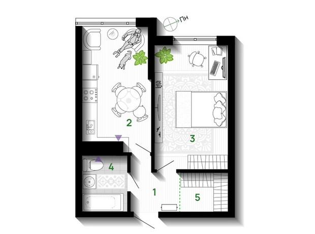 ЖК Comfort Park: планування 1-кімнатної квартири 41 м²