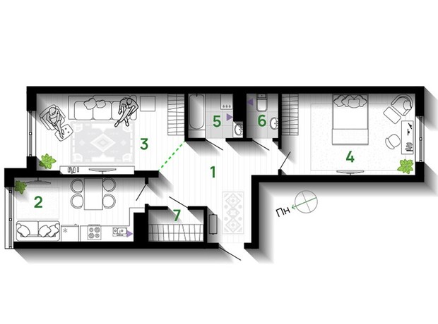 ЖК Comfort Park: планировка 2-комнатной квартиры 71 м²