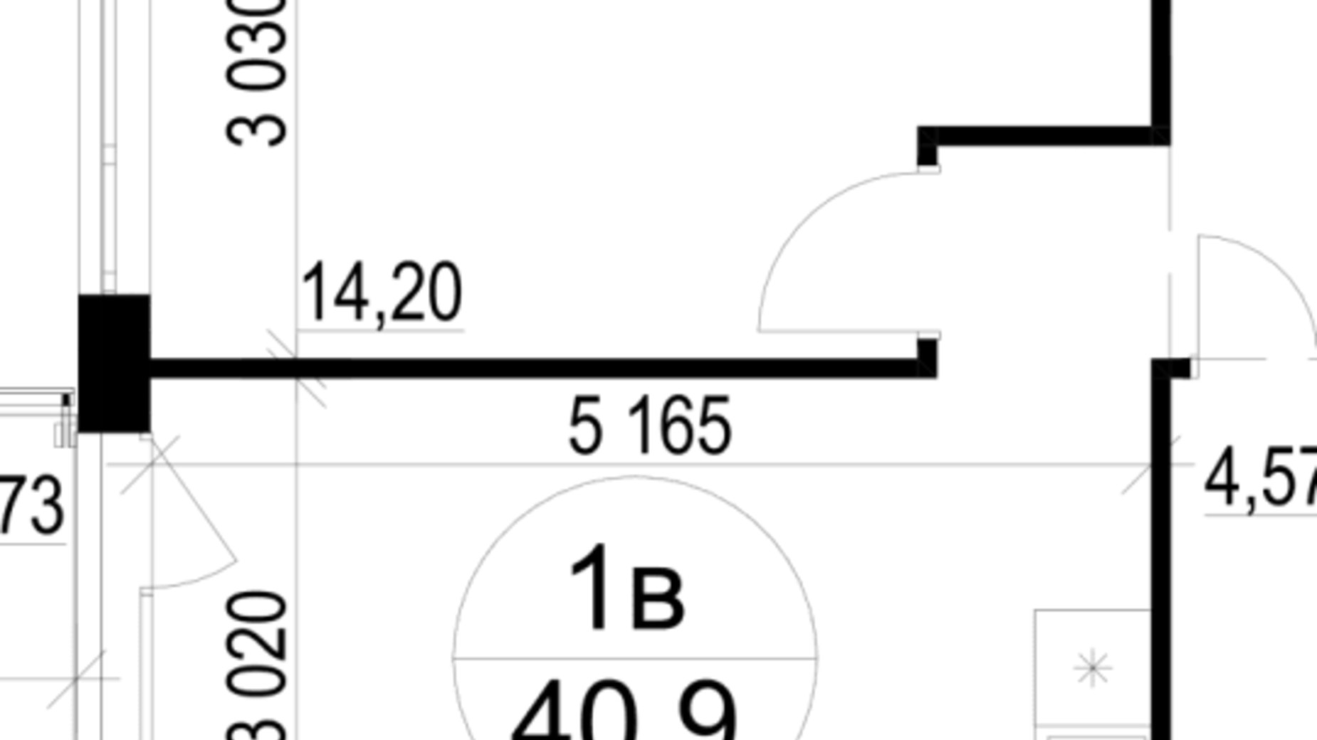 Планування 1-кімнатної квартири в ЖК Грінвуд-3 40.9 м², фото 611669