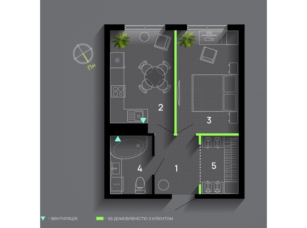 ЖК Comfort Park: планировка 1-комнатной квартиры 40 м²
