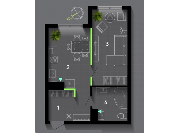 ЖК Comfort Park: планировка 1-комнатной квартиры 41 м²