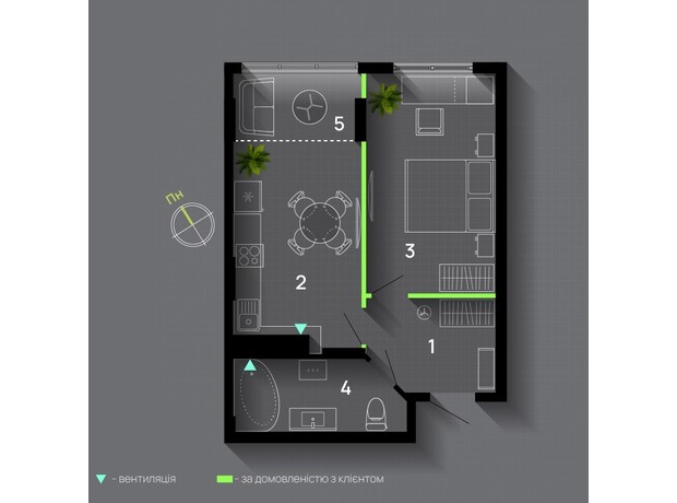 ЖК Comfort Park: планировка 1-комнатной квартиры 46 м²