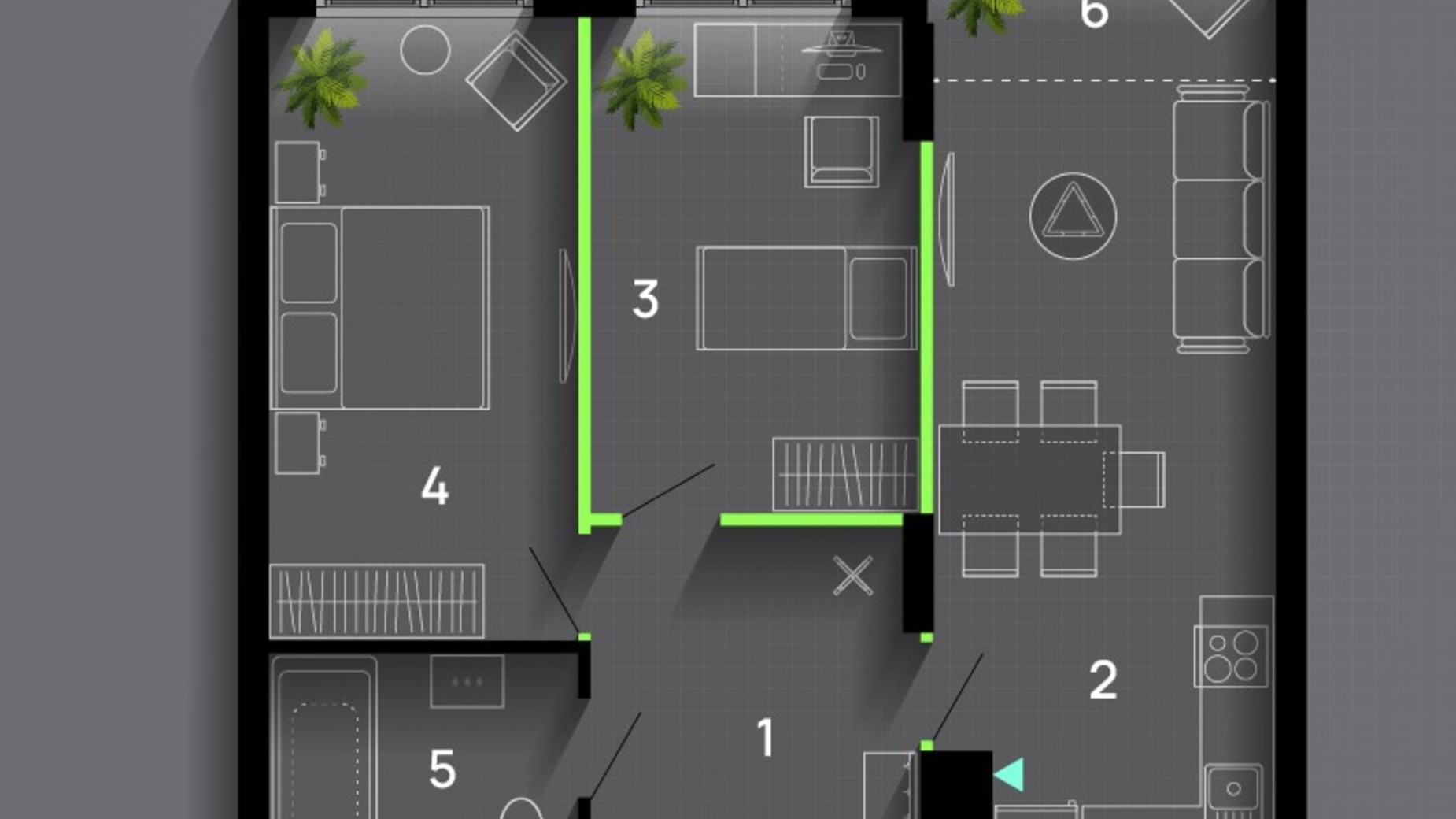 Планировка 2-комнатной квартиры в ЖК Comfort Park 62 м², фото 611691