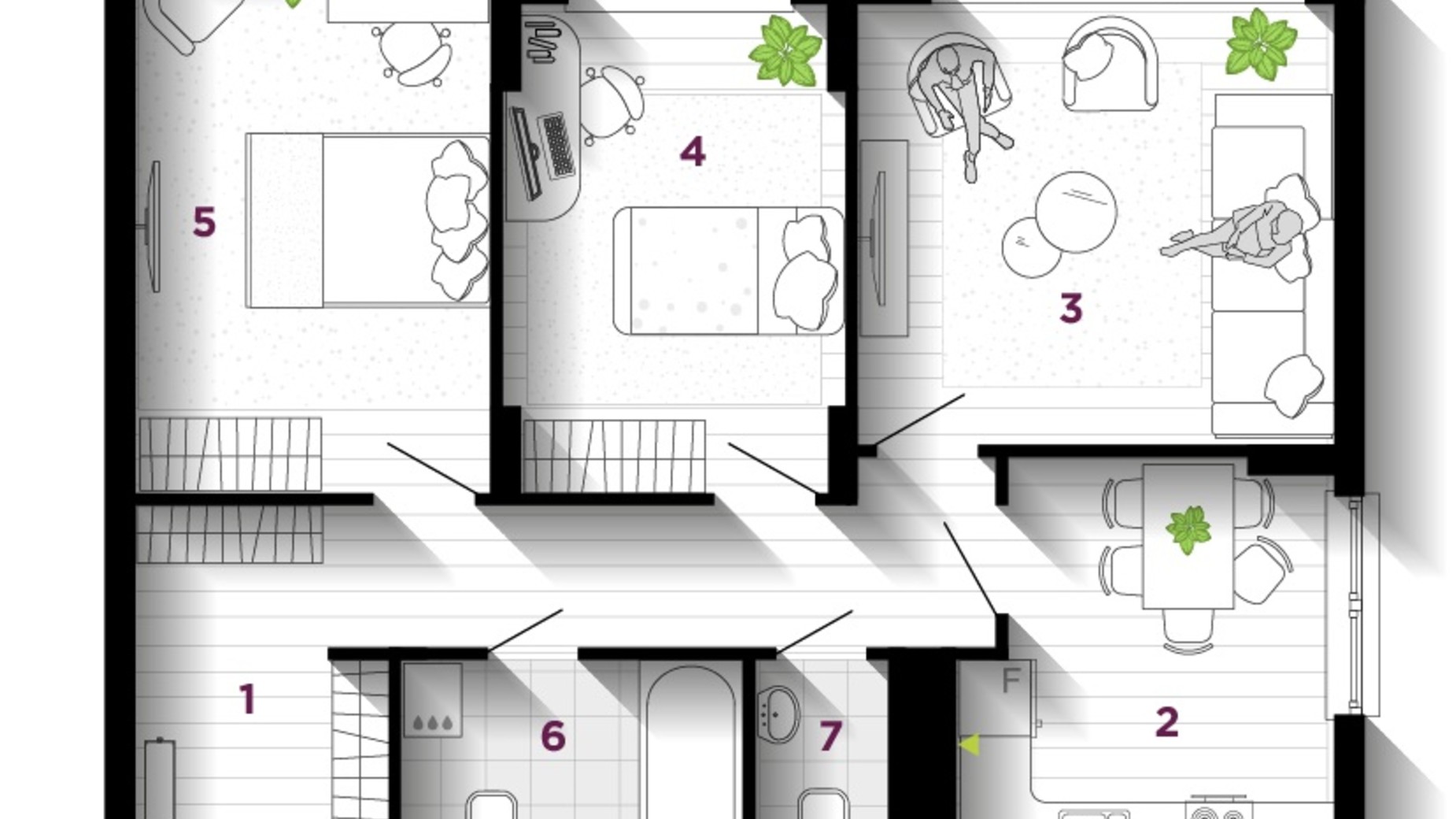 Планировка 3-комнатной квартиры в ЖК U One 70 м², фото 611770
