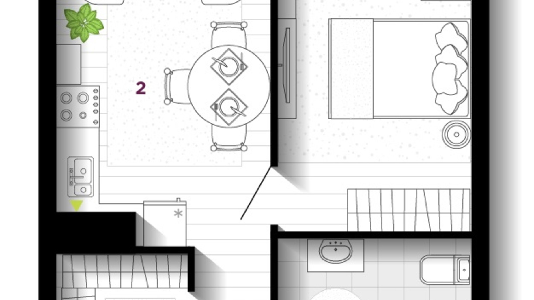 Планування 1-кімнатної квартири в ЖК U One 42 м², фото 611851