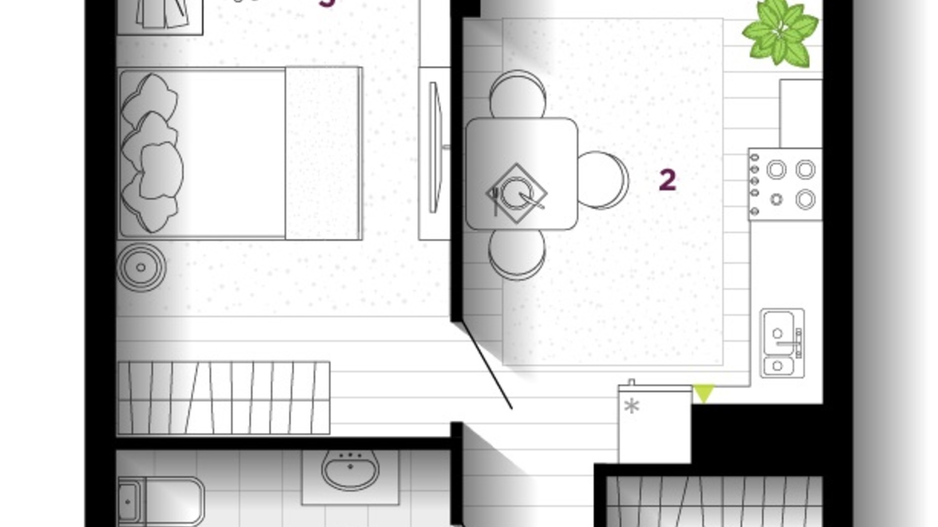 Планировка 1-комнатной квартиры в ЖК U One 44 м², фото 611852