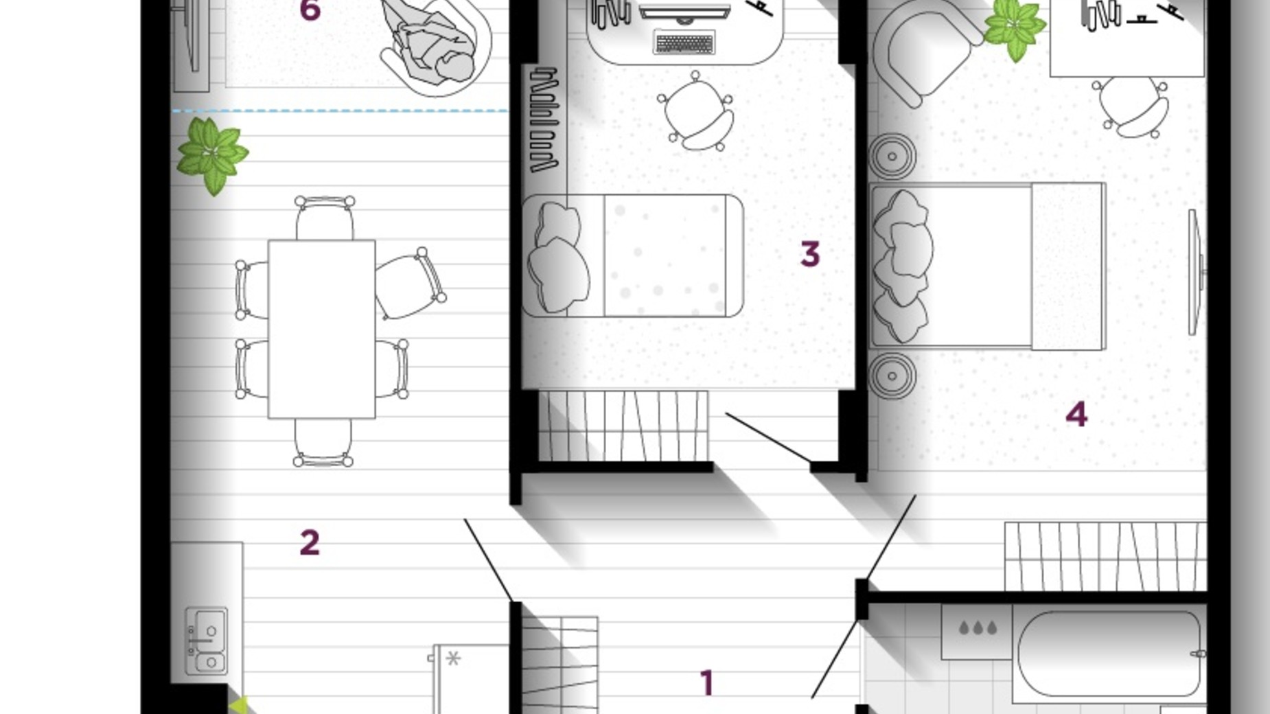 Планировка 2-комнатной квартиры в ЖК U One 64 м², фото 611854