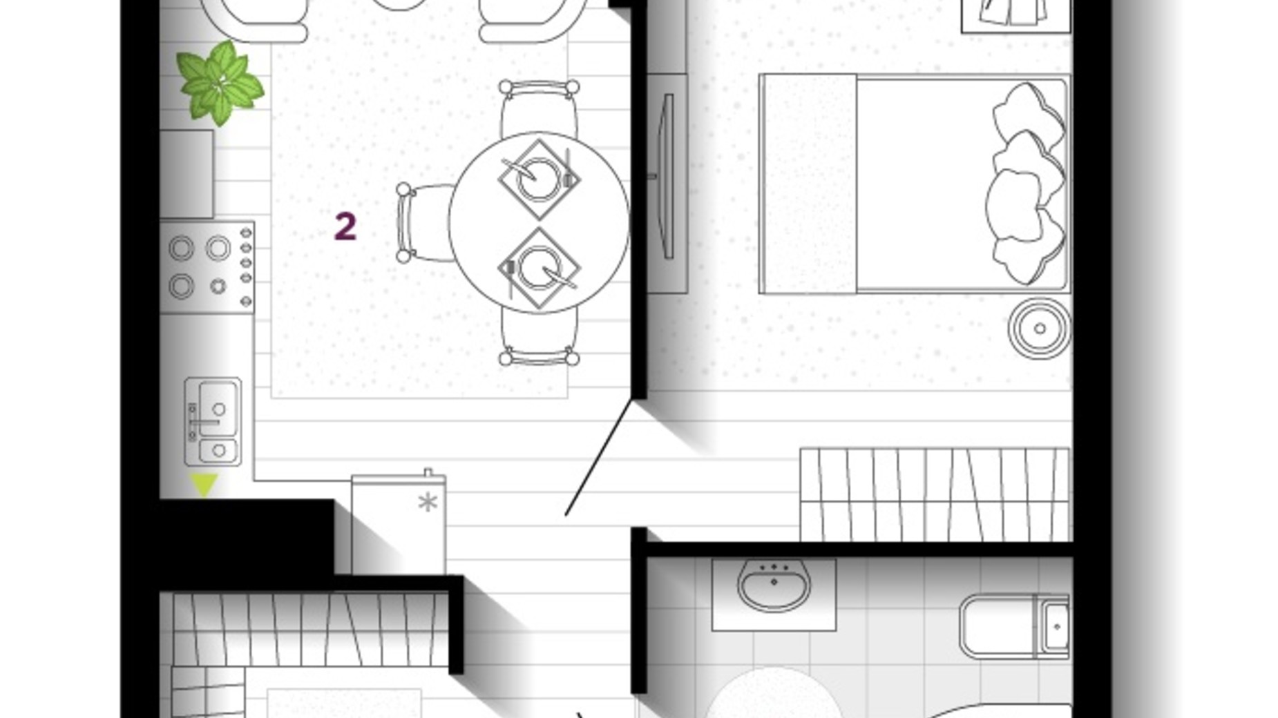 Планування 1-кімнатної квартири в ЖК U One 42 м², фото 611890
