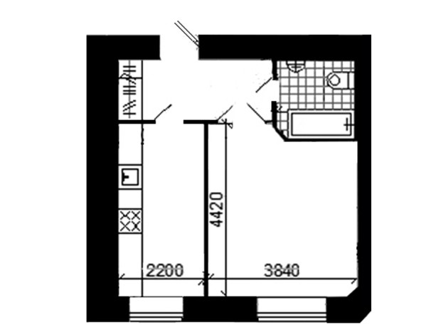 ЖК ул. Троллейбусная, 4: планировка 1-комнатной квартиры 35.29 м²