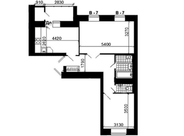 ЖК ул. Троллейбусная, 4: планировка 2-комнатной квартиры 60.45 м²