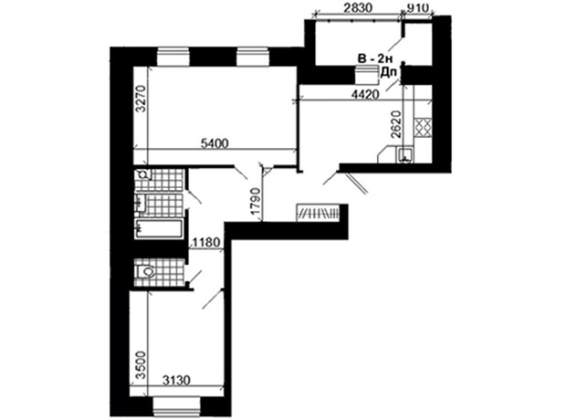 ЖК ул. Троллейбусная, 4: планировка 2-комнатной квартиры 60.63 м²