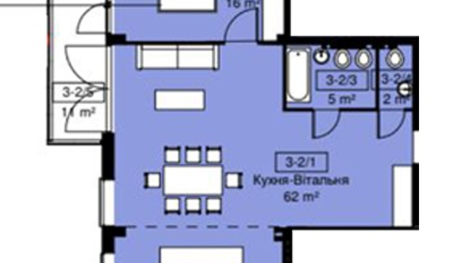 Планування вільне планування квартири в ЖК вул. Ярославенка, 23А 95.68 м², фото 613713