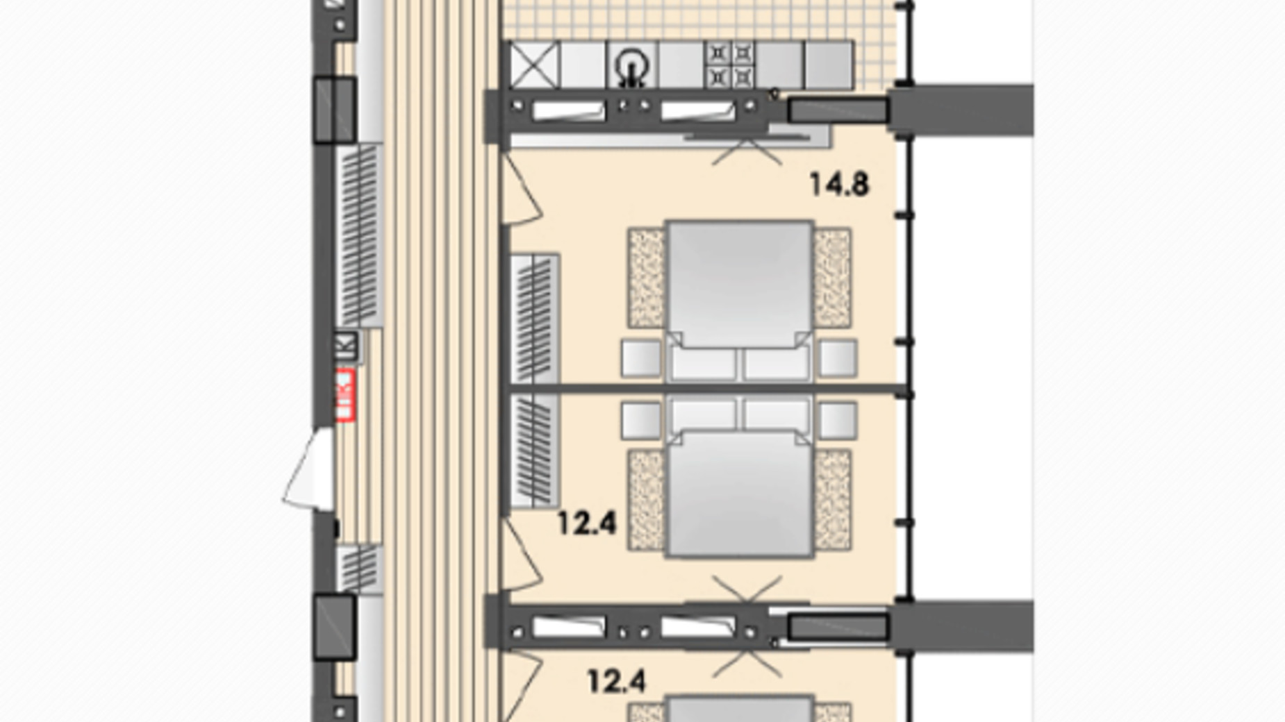 Планировка 4-комнатной квартиры в ЖК Respect Hall 120.9 м², фото 614140