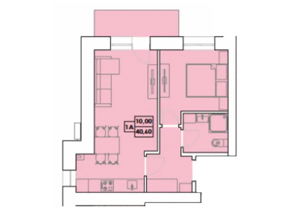 ЖК Крайобраз: планировка 1-комнатной квартиры 40.6 м²