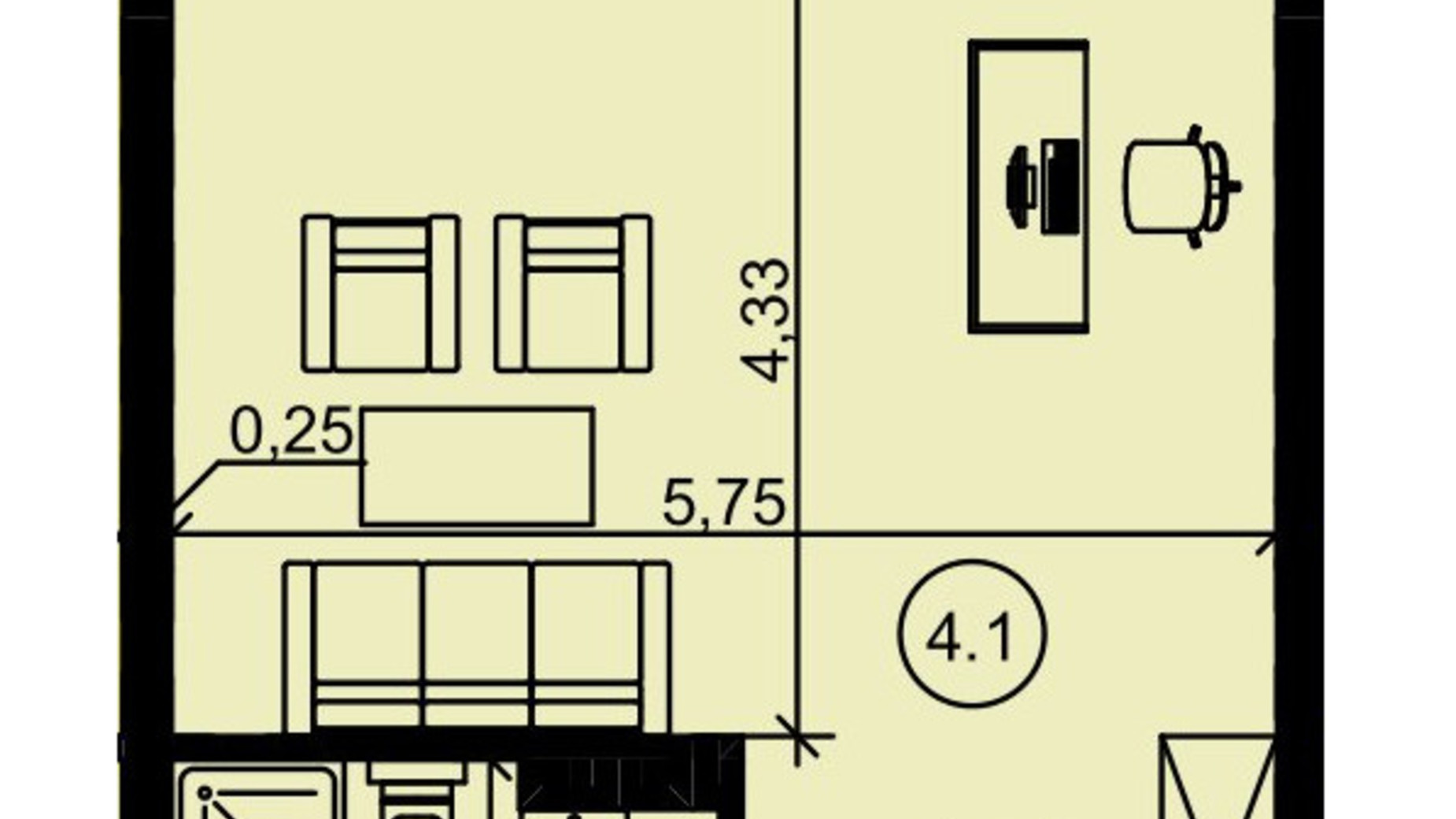 Планировка помещения в Бизнес центр "Полесский" 33.4 м², фото 614861